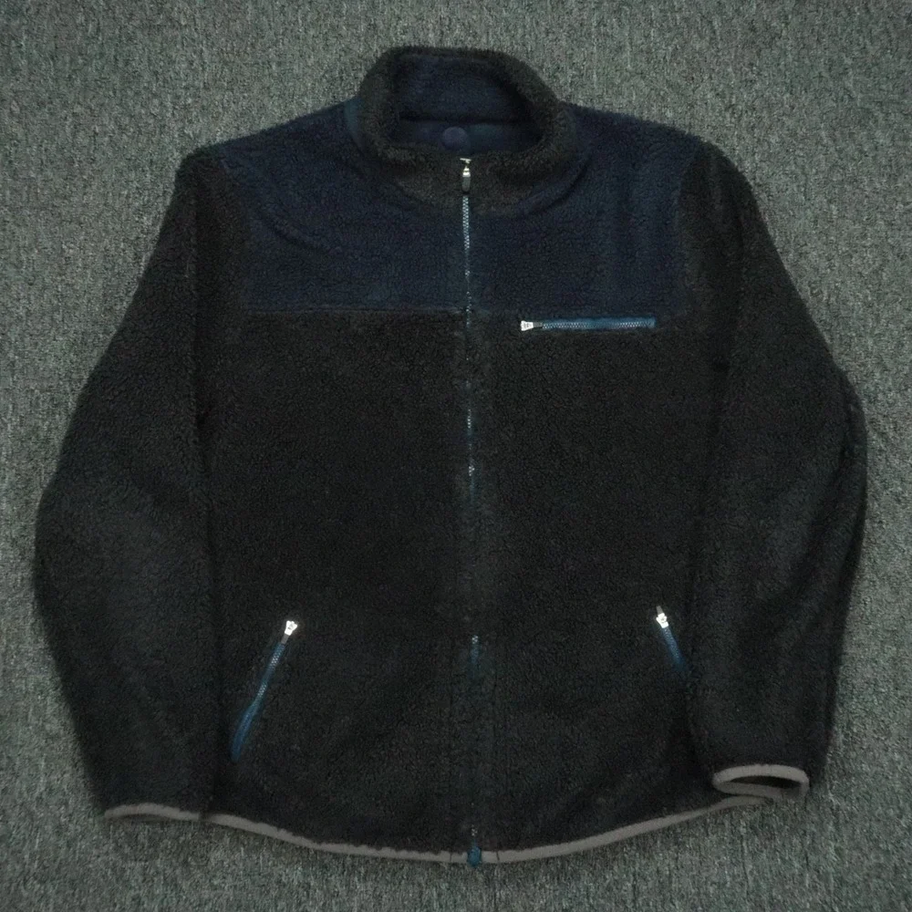 Carbon 2 Cobalt‎ Jacket Mens Large Gray Blue Full Zip Pockets Fleece Deep Pile